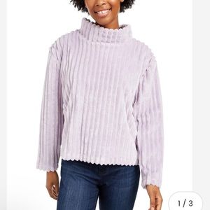 Planet Gold Plush Mock Turtleneck Sweater Lilac Purple Juniors Large